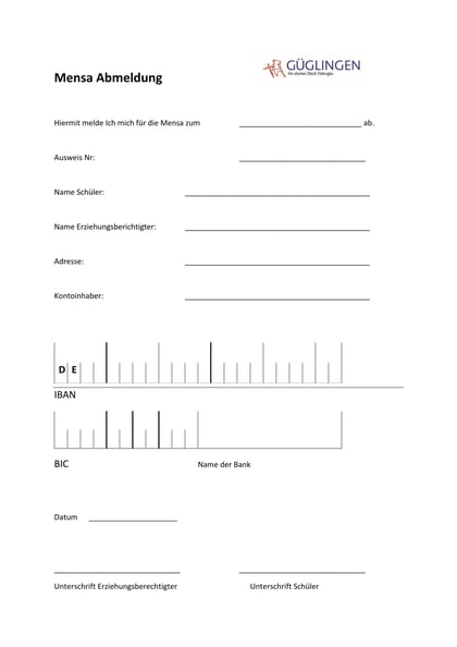 Abmeldung Mensa